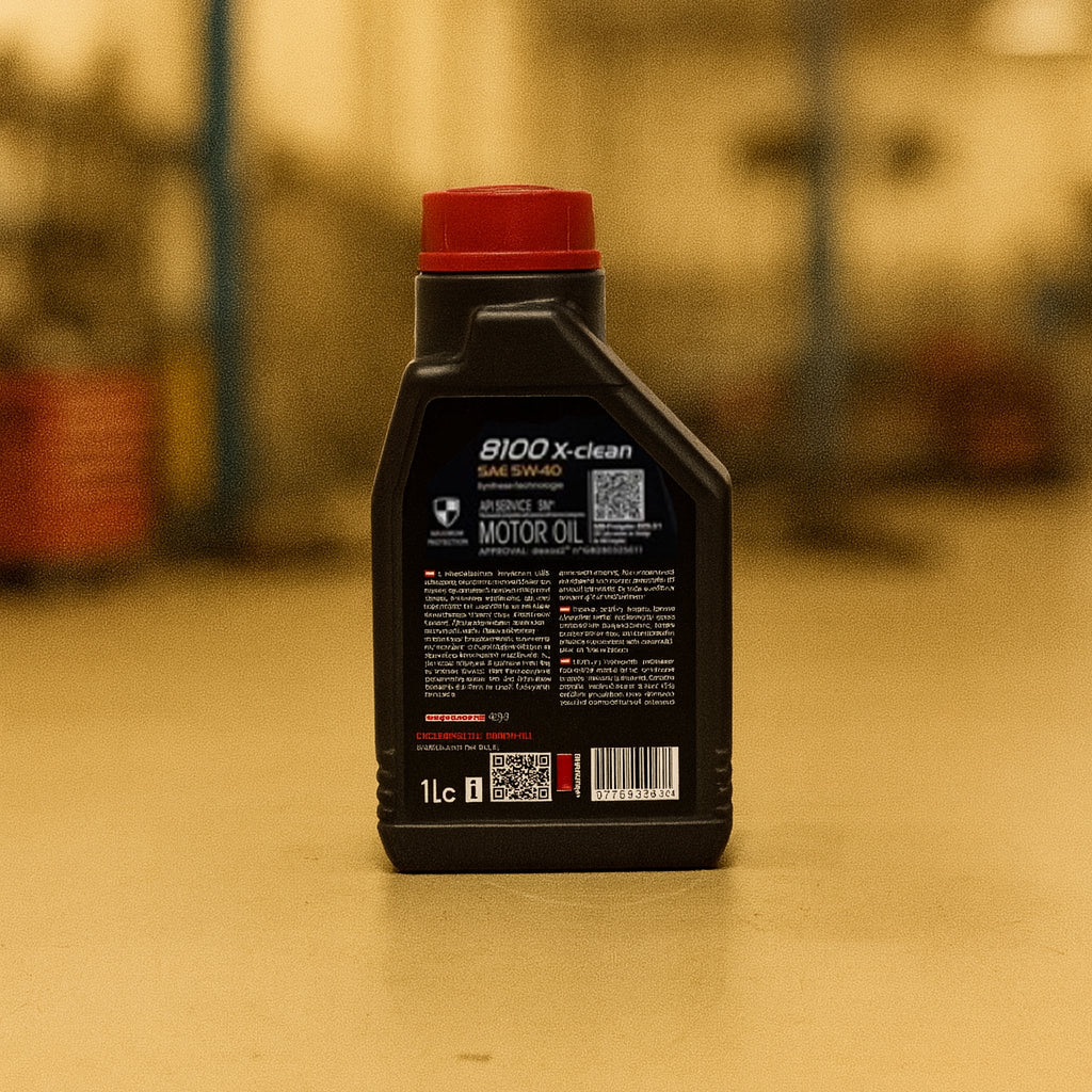 MOTUL 8100 X-CLEAN 5W-40 in der 1-Liter-Flasche Rückseite