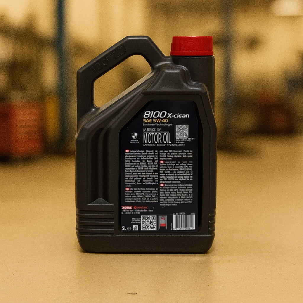 MOTUL 8100 X-CLEAN 5W-40 in der 5-Liter-Flasche Rückseite